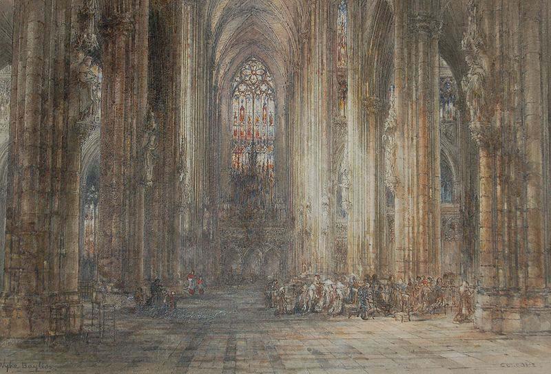 Wyke Bayliss Cologne Cathedral, pen and watercolour Germany oil painting art